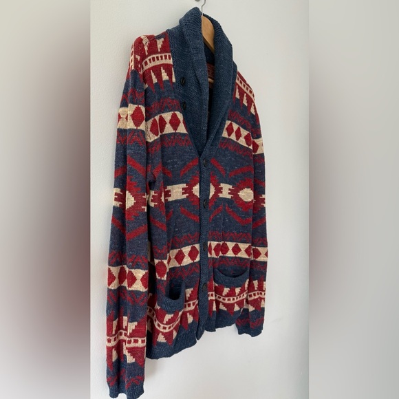 Ralph Lauren Denim & Supply Aztec Southwestern Cardigan Sweater Shawl Collar LG - Picture 3 of 6